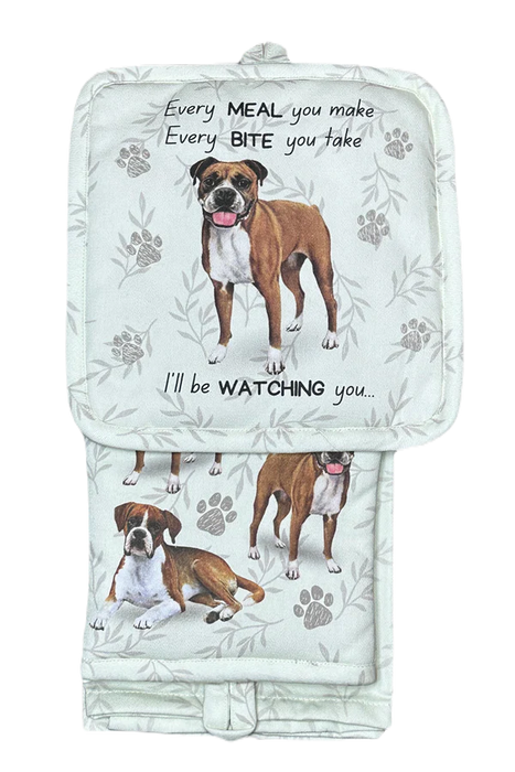 Pet Oven Mitt Set Boxer Dish Towel 