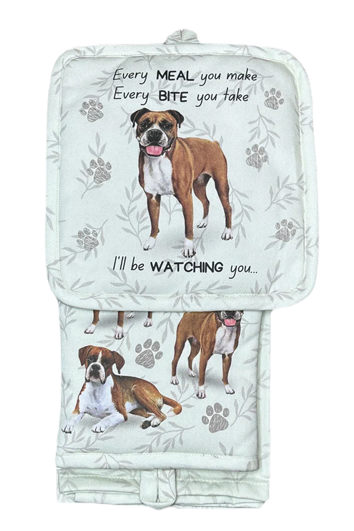 Pet Oven Mitt Set Boxer Dish Towel 