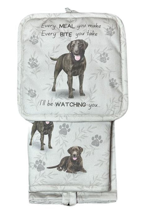 Pet Oven Mitt Set Chocolate Labrador Dish Towel 