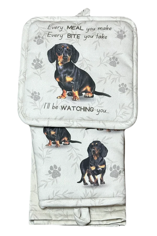 Pet Oven Mitt Set Dachshund Dish Towel 