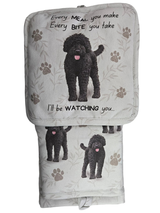 Pet Oven Mitt Set Dark Labradoodle Dish Towel 