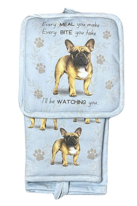 Pet Oven Mitt Set French Bulldog Dish Towel 