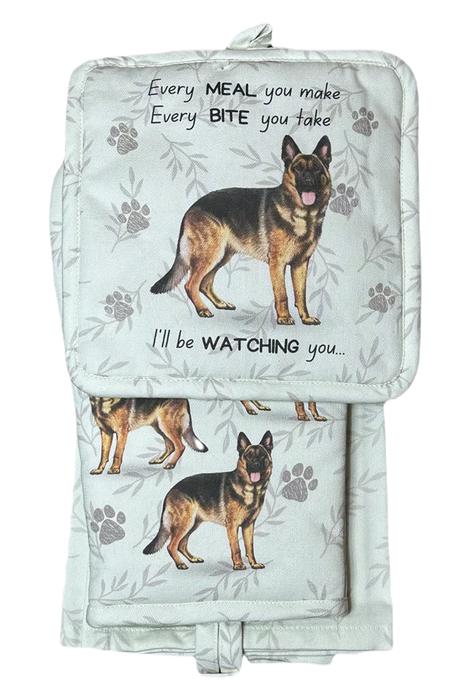 Pet Oven Mitt Set German Shepherd Dish Towel 