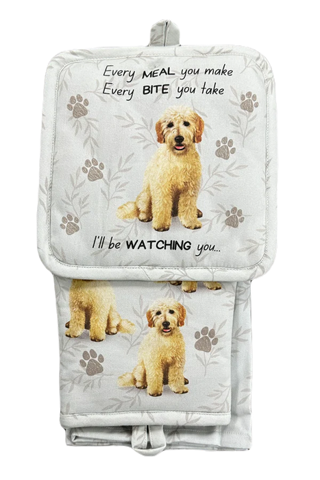 Pet Oven Mitt Set Goldendoodle Dish Towel 