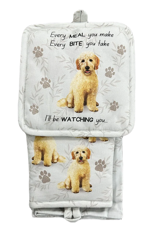 Pet Oven Mitt Set Goldendoodle Dish Towel 