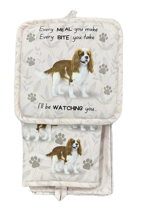 Pet Oven Mitt Set King Charles Cavalier Dish Towel 