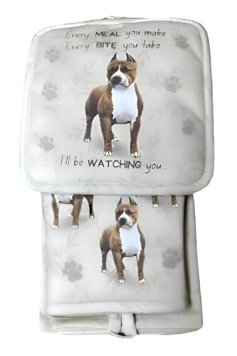 Pet Oven Mitt Set Pit Bull Dish Towel 