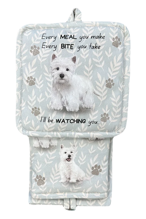 Pet Oven Mitt Set Westie Dish Towel 