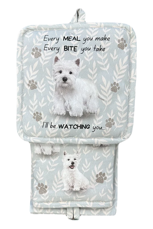 Pet Oven Mitt Set Westie Dish Towel 