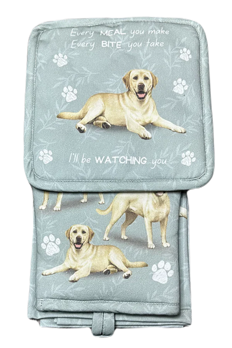 Pet Oven Mitt Set Yellow Labrador Dish Towel 