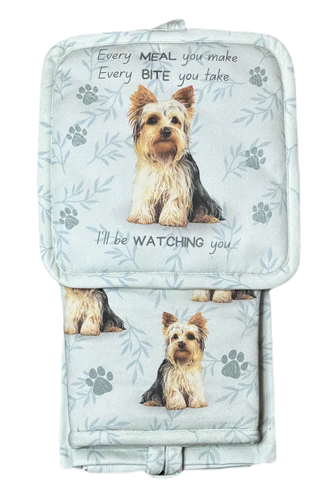 Pet Oven Mitt Set Yorkie Dish Towel 