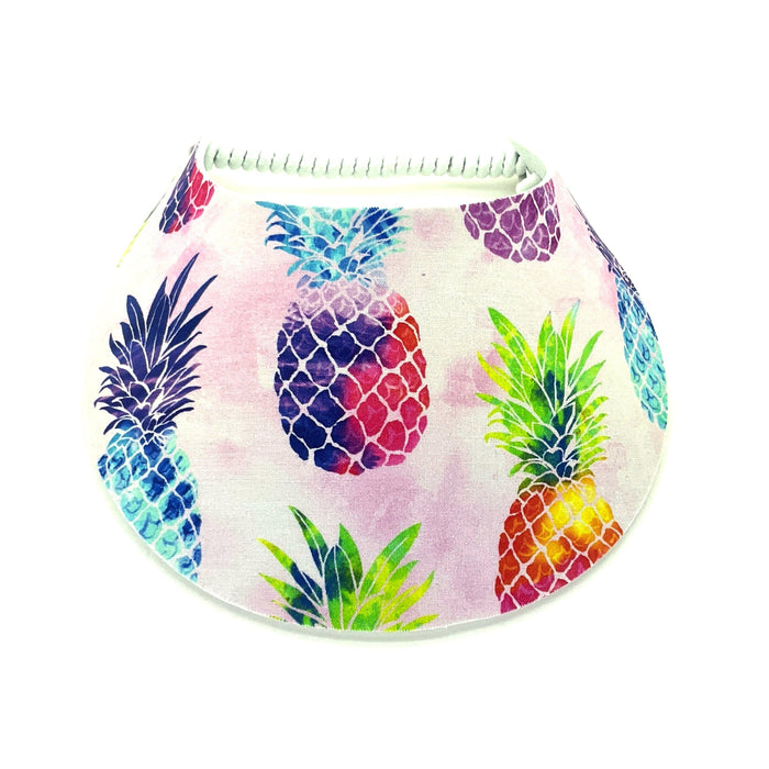 Tropical Print Foam Sun Visor Foam Visors Large Pineapple on Pnk Medium 