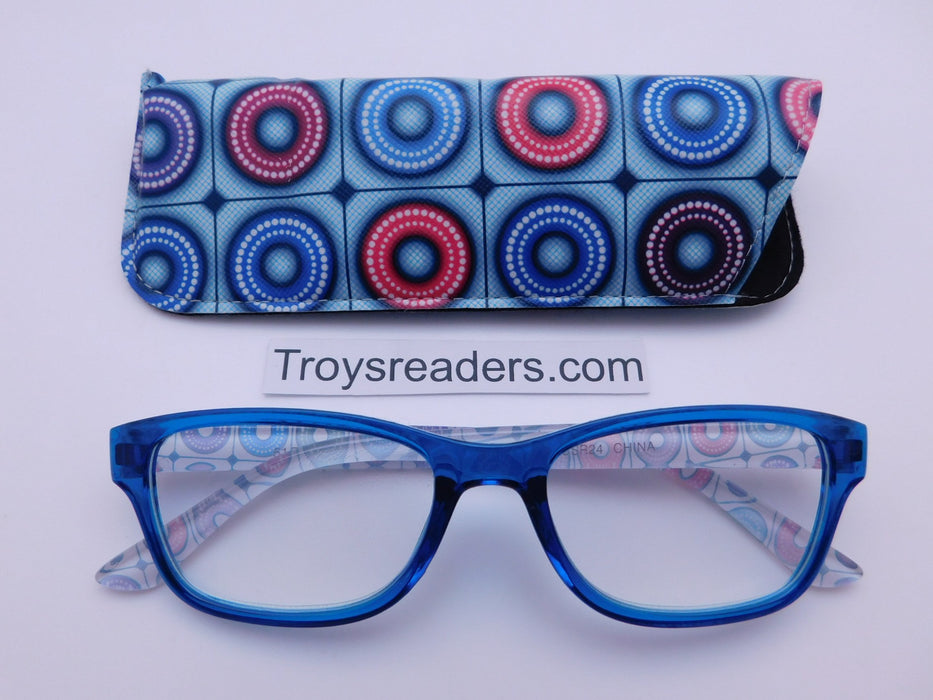 Disco Donuts Readers With Case in Four Colors Reader with Display Blue +1.25 